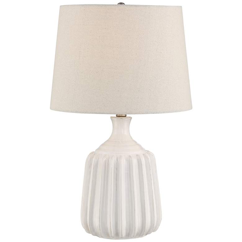 Logan Ribbed Ceramic Modern Table Lamp With Dimmer