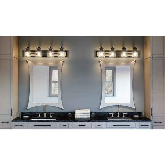 Quoizel Lansdowne 32" Wide Matte Black 4-Light Bath Light