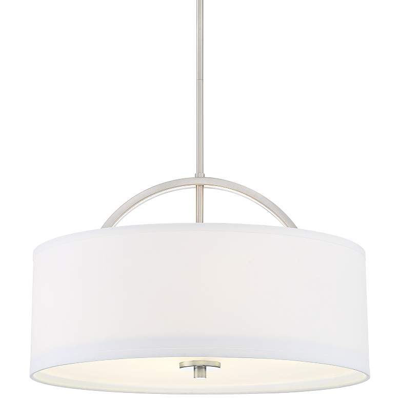 Halsted 20" Wide Linen Shade and Brushed Pendant Light