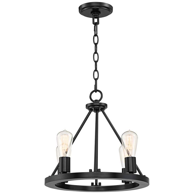 Lacey 16" Wide Black 4-Light LED Round Chandelier