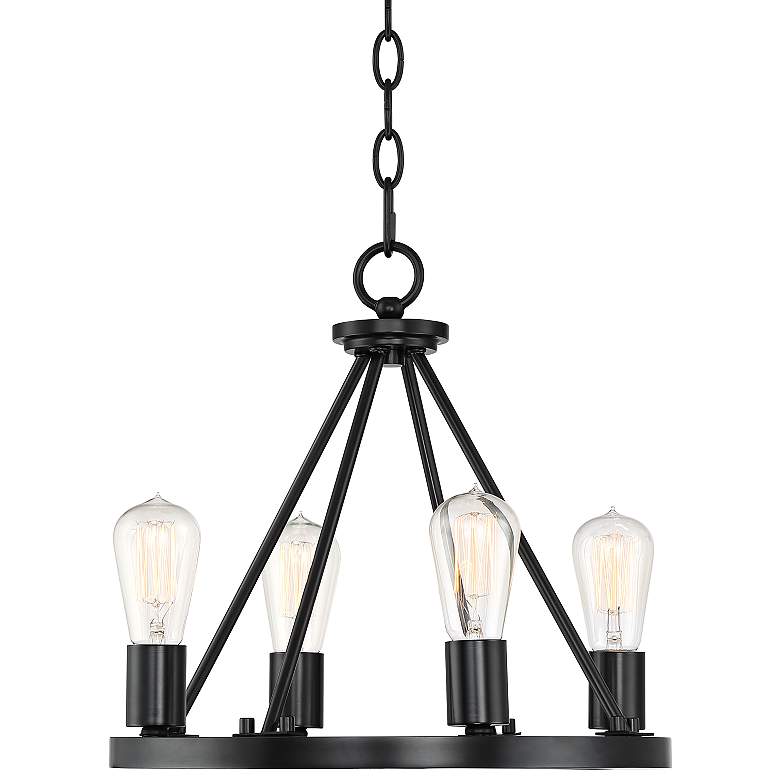 Lacey 16" Wide Black 4-Light LED Round Chandelier