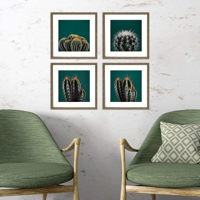 Cacti 17" Square 4-Piece Framed Wall Art Set