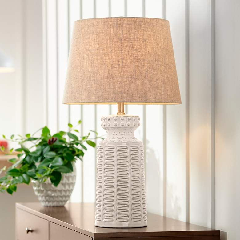 Helene Cream White Ceramic Table Lamp