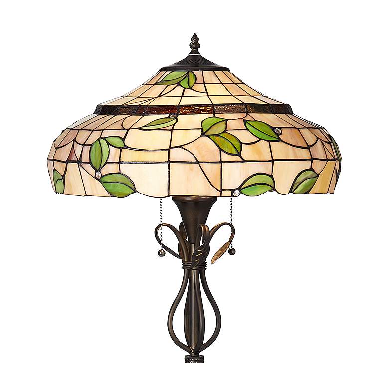Vivian Green Leaf Tiffany-Style Art Glass Floor Lamp