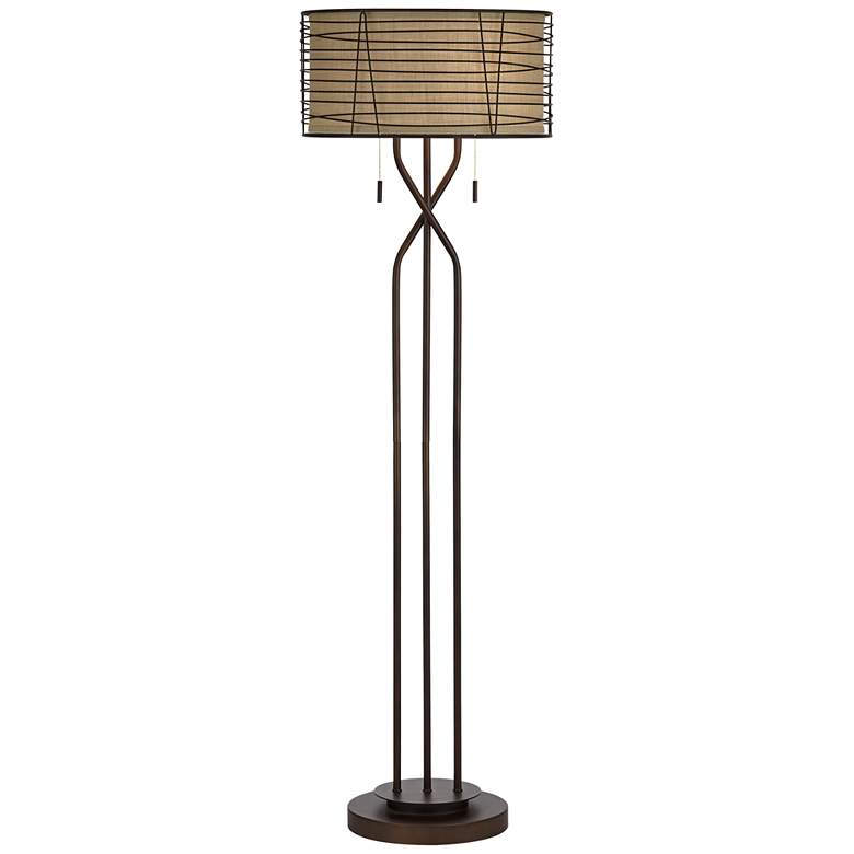 Marlowe Bronze Woven Metal Floor Lamp by Franklin Iron Works