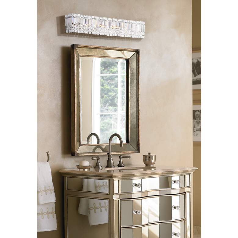 Possini Euro Crystal Columns 30" Wide Chrome Bath Light