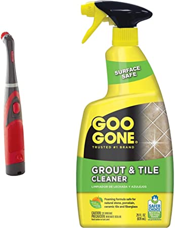 Reveal Cordless Battery Power Scrubber, Gray/Red, Multi-Purpose Scrub Brush  Cleaner for Grout/Tile/Bathroom/Shower/Bathtub, Water Resistant