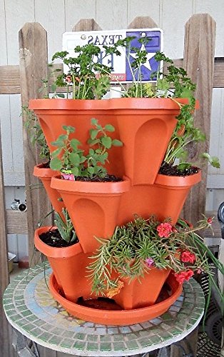 tiered self watering planter 3 Tier Stackable Garden Indoor/Outdoor Planter Set