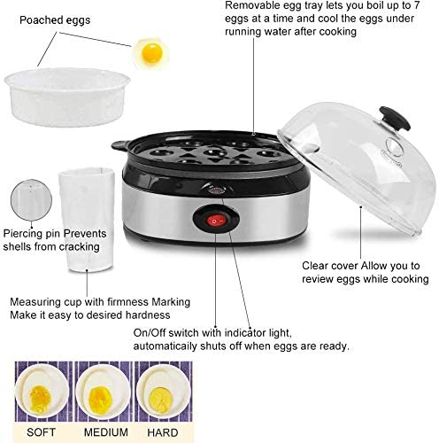 Easy Electric Egg Poacher, Cooker W/ Auto-Shut off, Buzzer, 7 Egg Capacity