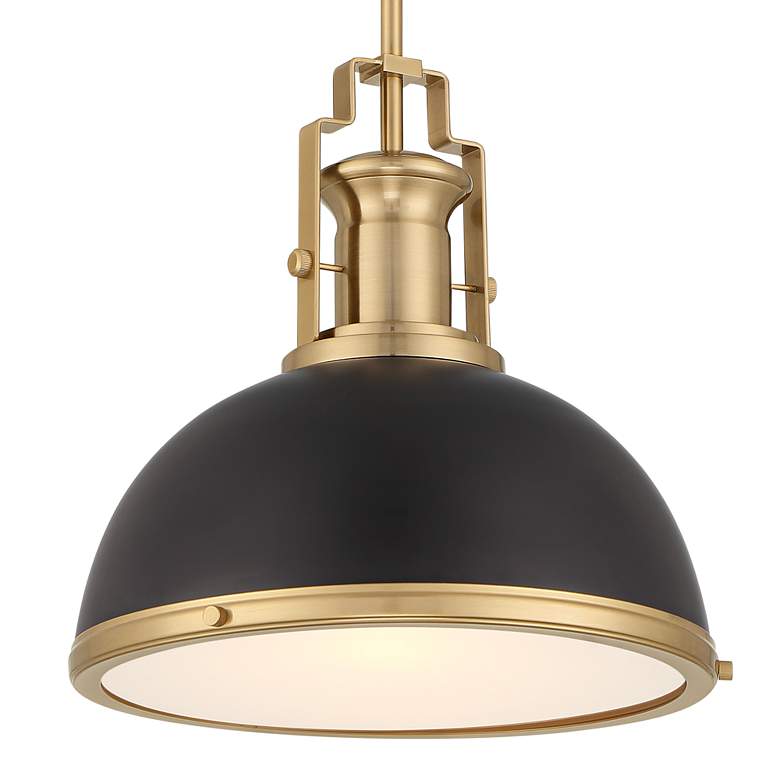 Posey 13" Wide Black Soft Gold Dome Pendant Light by Inspire Me Home