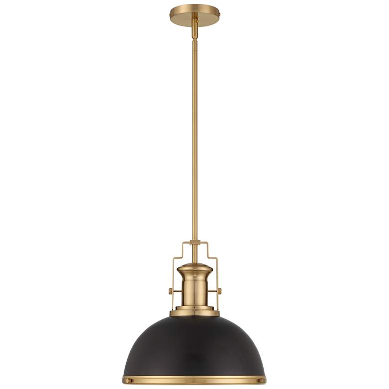 Posey 13" Wide Black Soft Gold Dome Pendant Light by Inspire Me Home