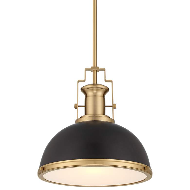 Posey 13" Wide Black Soft Gold Dome Pendant Light by Inspire Me Home