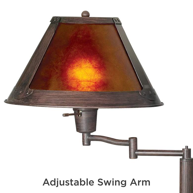 Mission Bronze   Mica Shade Swing Arm Table Lamp