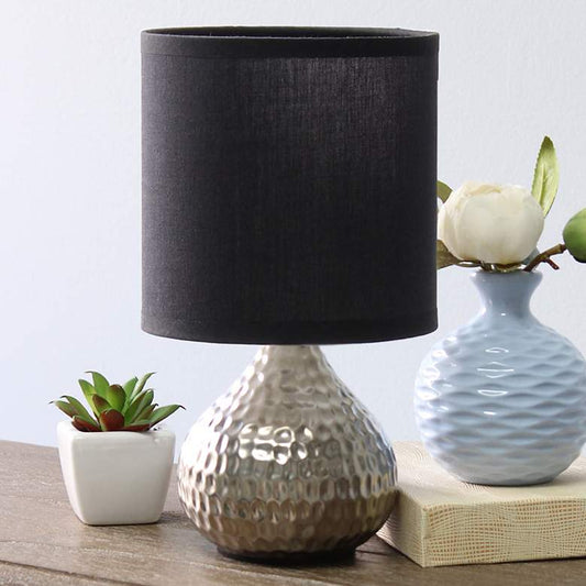 Simple Designs 9 1/4"H Silver Black Shade Accent Table Lamp