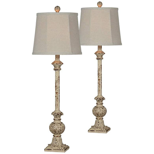 Forty West Carson Antique White Buffet Table Lamps Set of 2