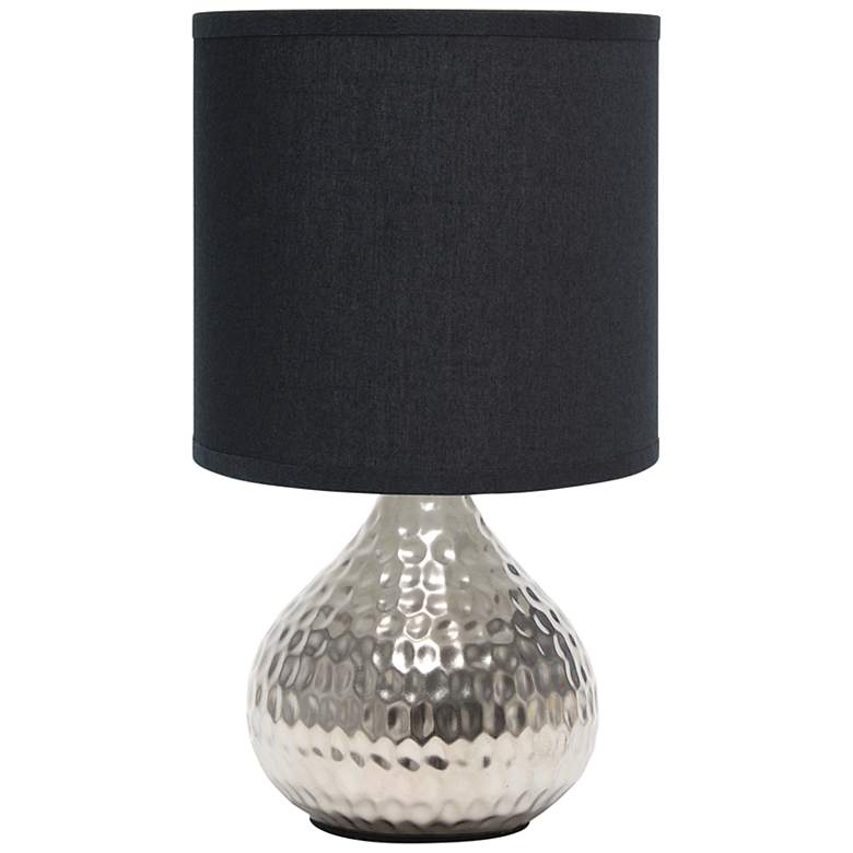 Simple Designs 9 1/4"H Silver Black Shade Accent Table Lamp