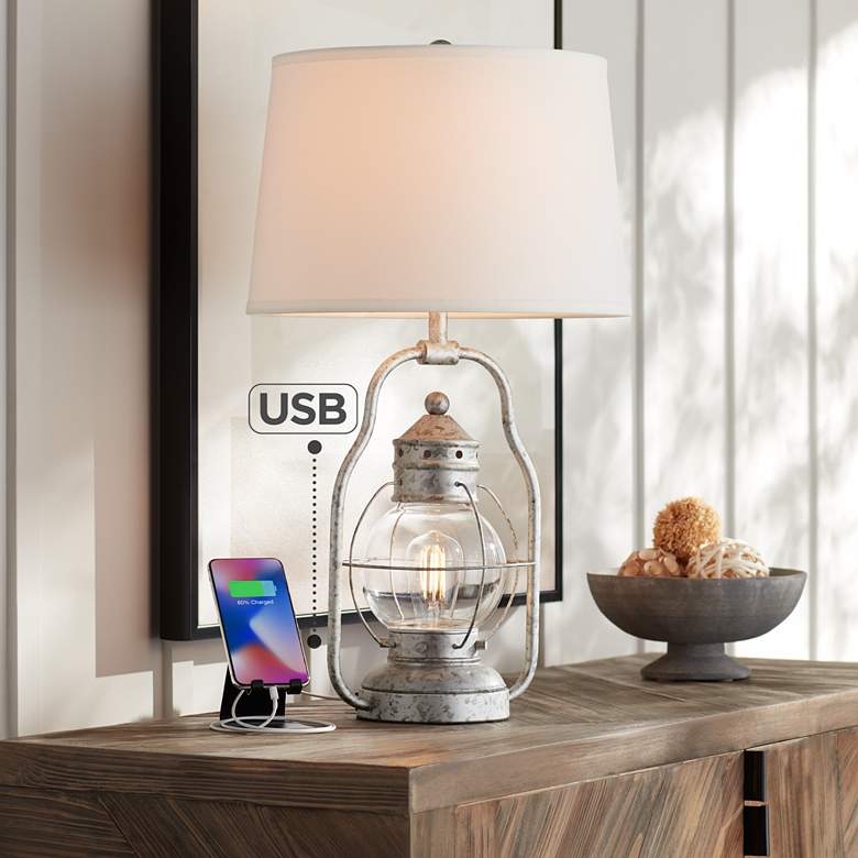 Bodie Lantern Night Light LED Table Lamp with USB Port