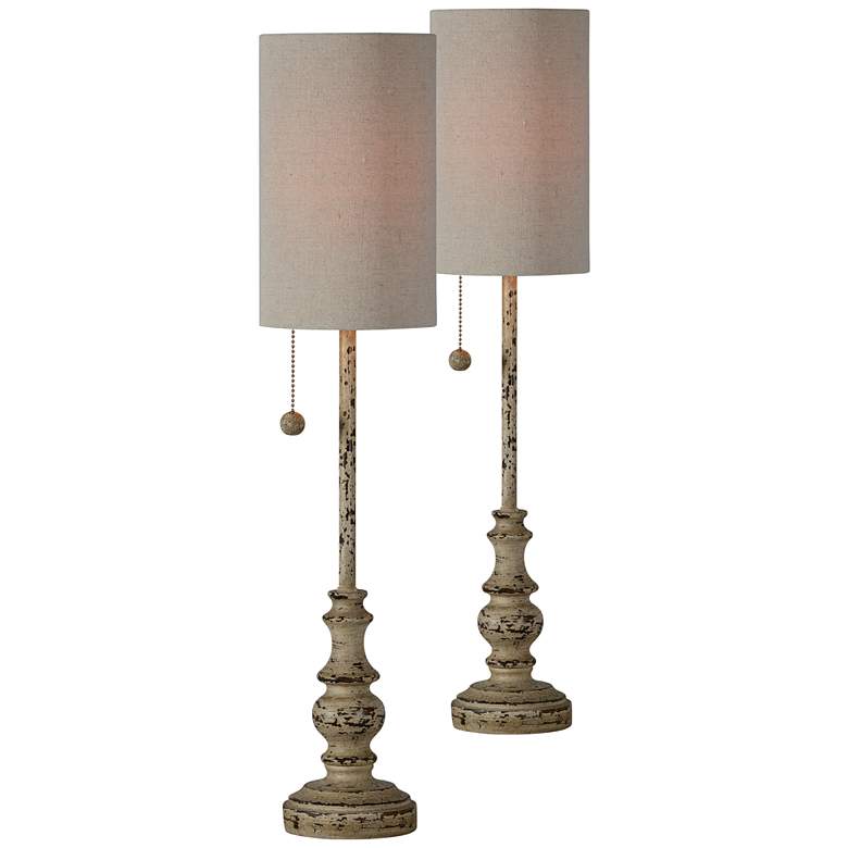 Forty West Jude Distressed Brown Buffet Table Lamps Set of 2