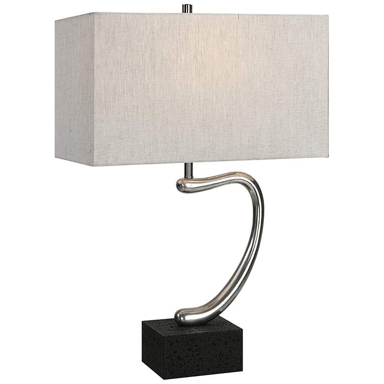 Eden Tarnished Silver and Black Marble Table Lamp