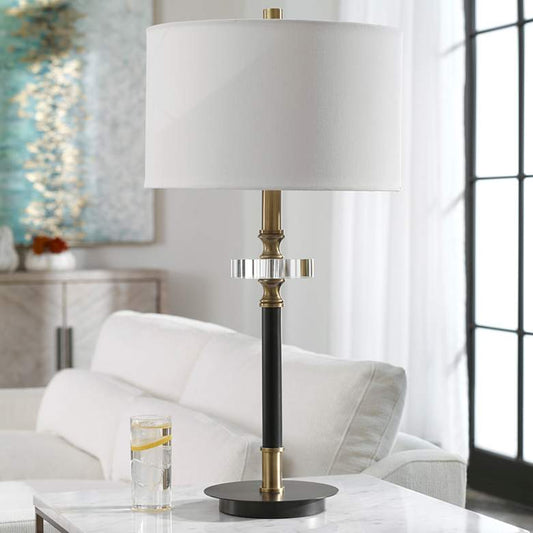 Maud Traditional Aged Black and Crystal Table Lamp