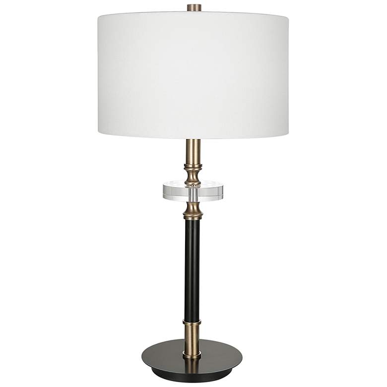 Maud Traditional Aged Black and Crystal Table Lamp