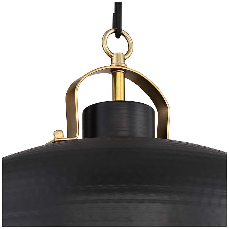 Possini Euro Camden 15 3/4" Wide Black and Warm Brass Ceiling Pendant