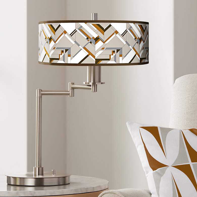 Craftsman Mosaic Giclee CFL Swing Arm Desk Lamp