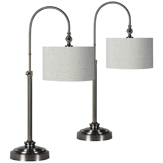 Forty West Ford Brushed Nickel Metal Desk Lamps Set of 2