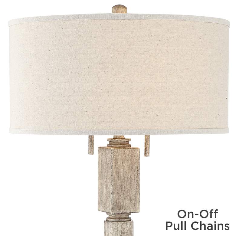 Baluster Pickled Wood Finish Coastal Modern Wood Floor Lamp