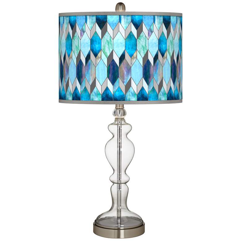 Blue Tiffany-Style Giclee Apothecary Clear Glass Table Lamp