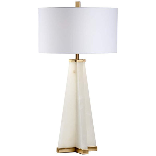 Alabaster Pyramid Cream Table Lamp