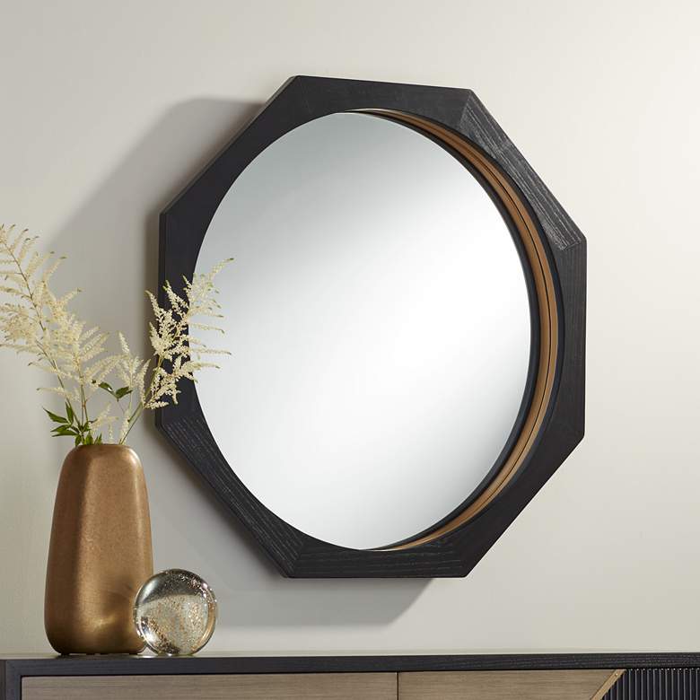 Gambella Black And Gold 25 1/4" Octagon Wall Mirror