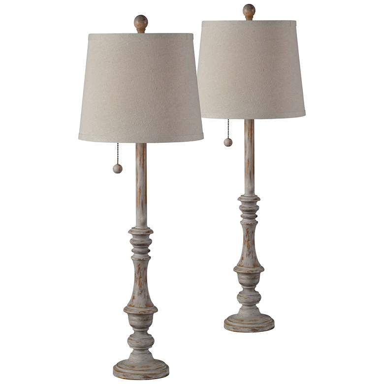 Forty West Henry Distressed Gray Buffet Table Lamps Set of 2