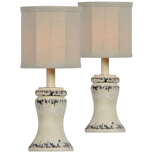 Bellamy 14" High Distressed Cream Accent Table Lamps Set of 2