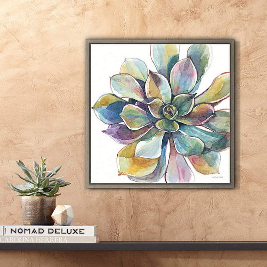 Colorful Succulent I 16" Square Framed Wall Art