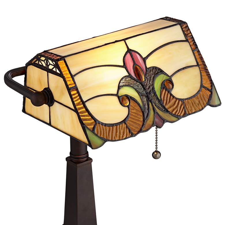 Robert Louis Tiffany Fleura Bronze Tiffany-Style Desk Lamp with Outlet