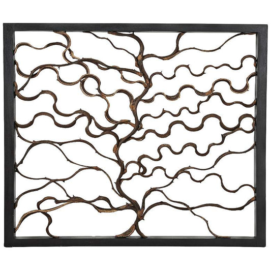 Branching Textured Brown 35" Square Wall Art