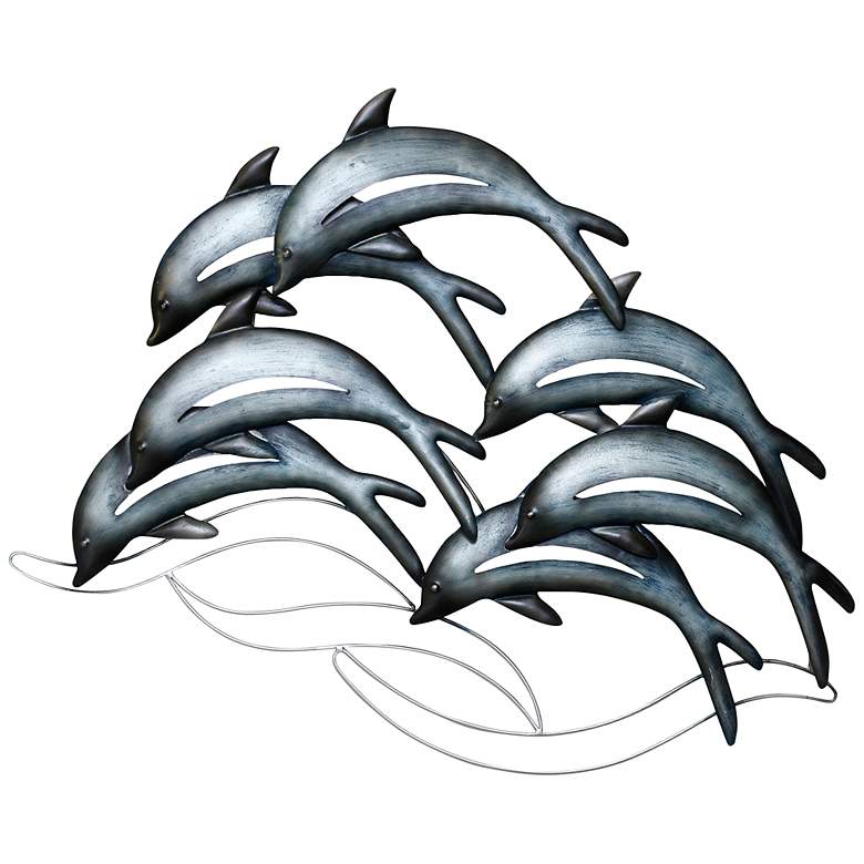 Amaia Dolphin School 31" Wide Metal Wall Art