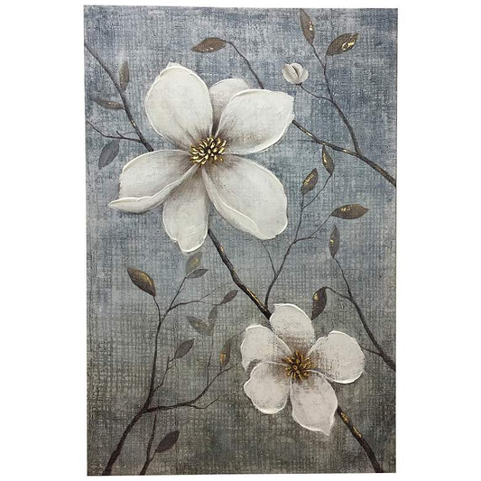 Eden Foiled Flowers 36" High Rectangular Canvas Wall Art