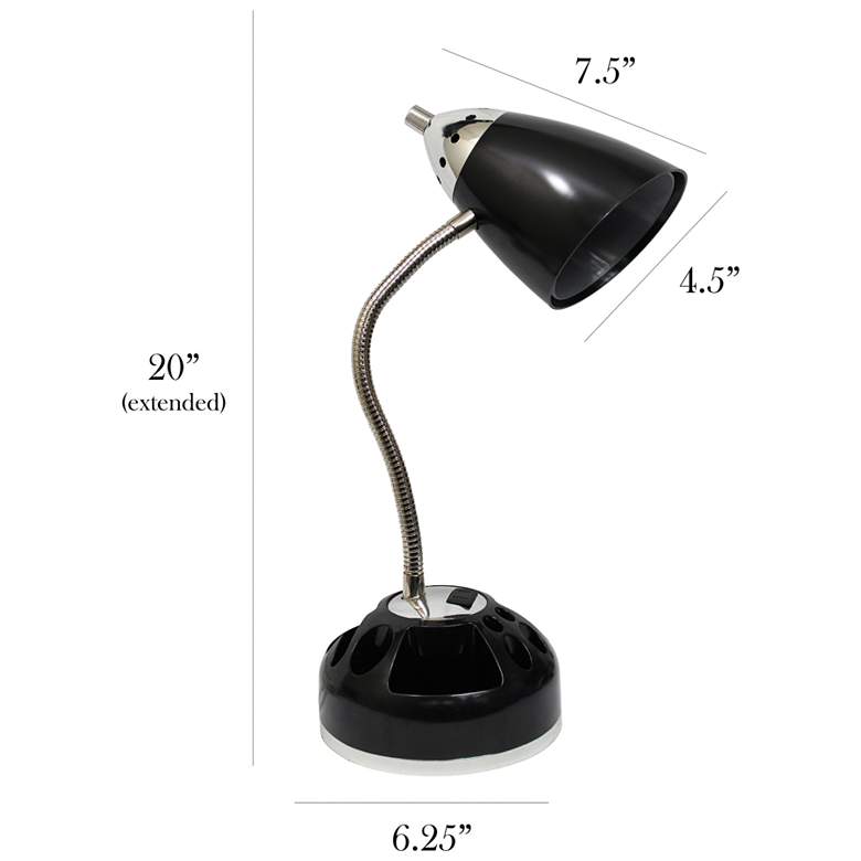 LimeLights Black Organizer Desk Lamp with Charging Outlet