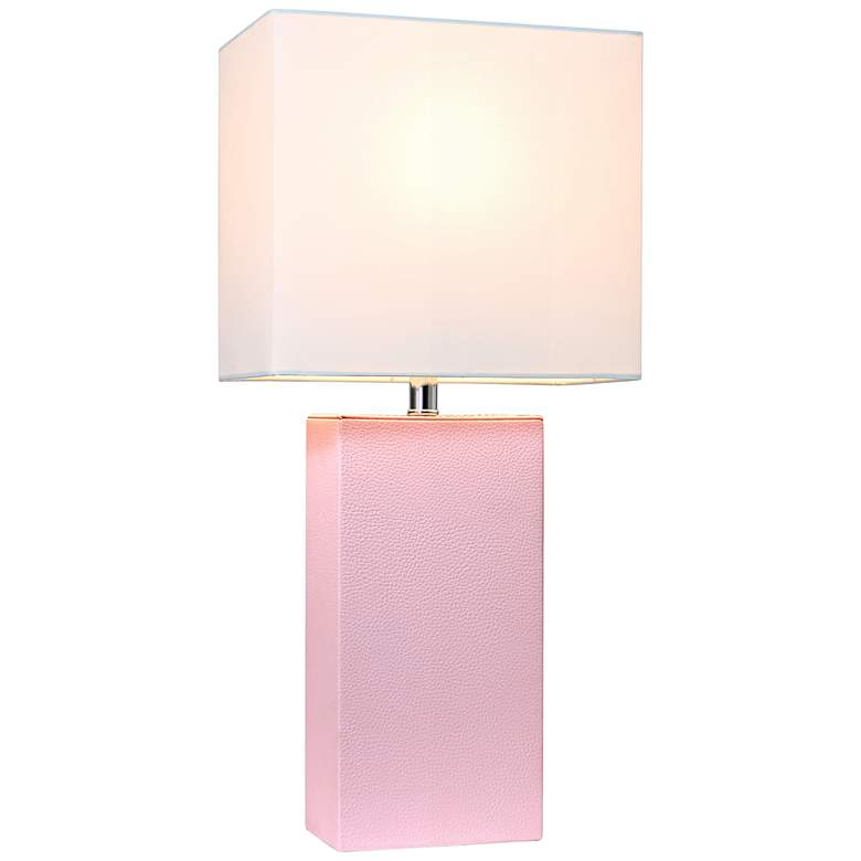 Elegant Designs Blush Pink Leather Table Lamps Set of 2