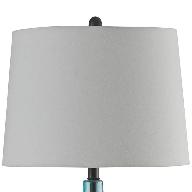 Cayos Blue Table Lamp with White Hardback Fabric Shade