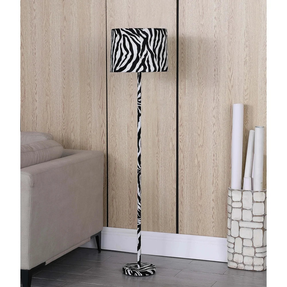 59 In. Faux Suede Zebra Print Floor Lamp