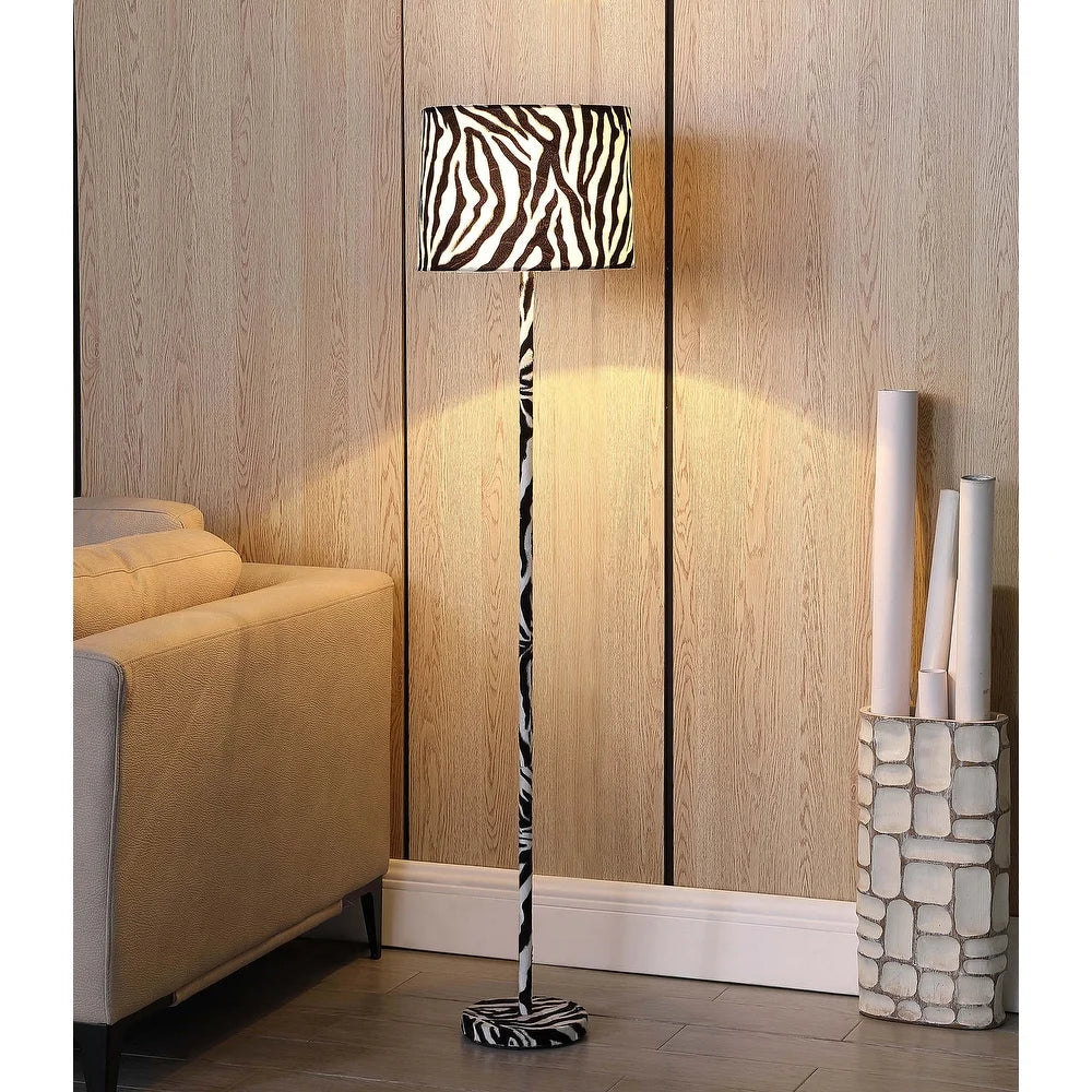 59 In. Faux Suede Zebra Print Floor Lamp