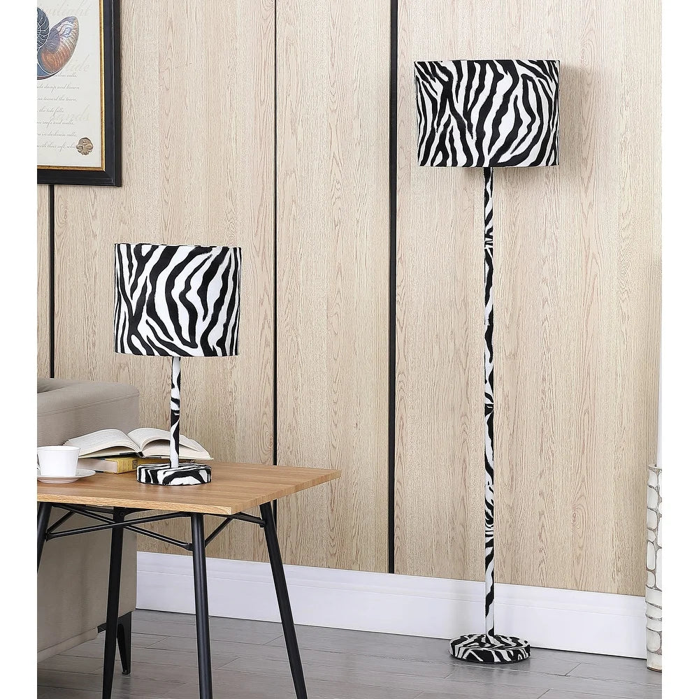 59 In. Faux Suede Zebra Print Floor Lamp