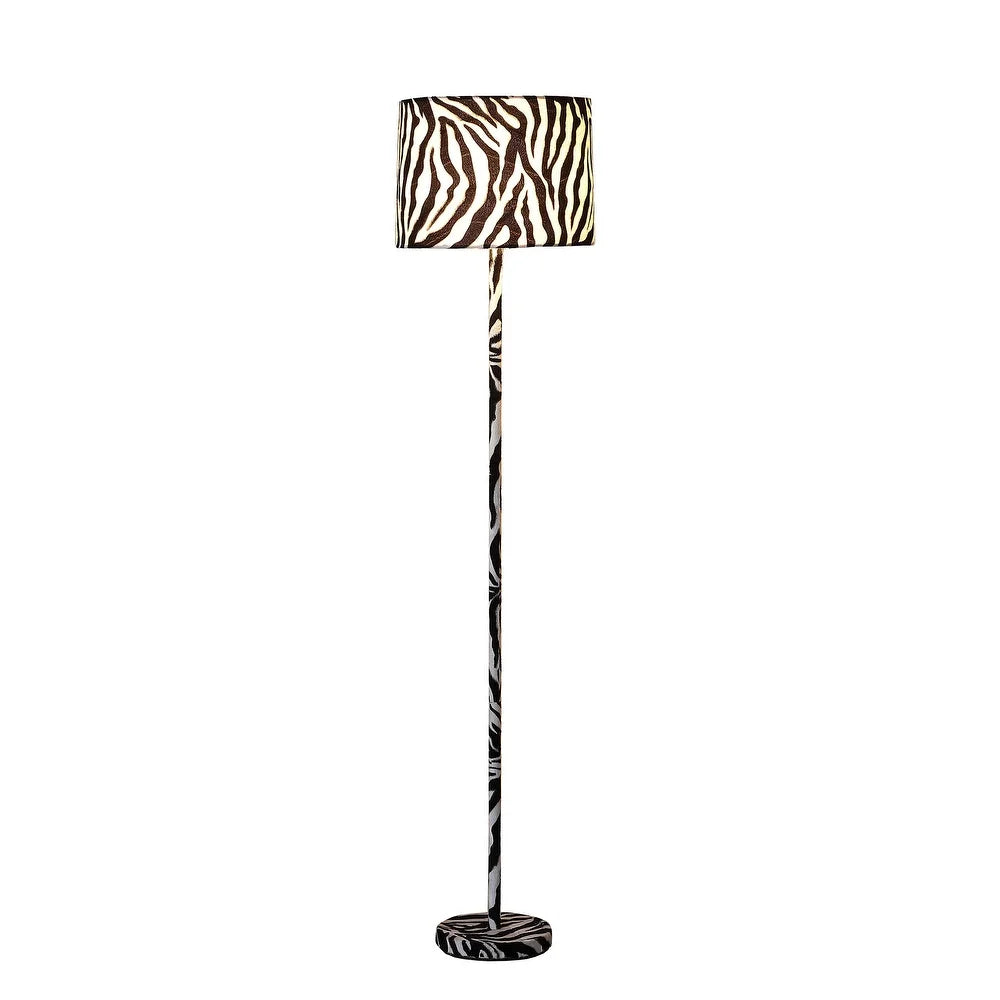 59 In. Faux Suede Zebra Print Floor Lamp