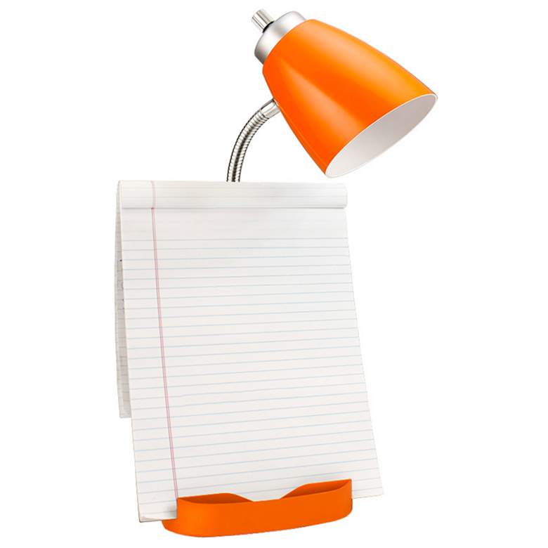 LimeLights Orange Gooseneck Organizer Desk Lamp w/ USB Port