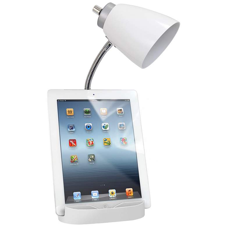 LimeLights White Gooseneck Organizer Desk Lamp with USB Port