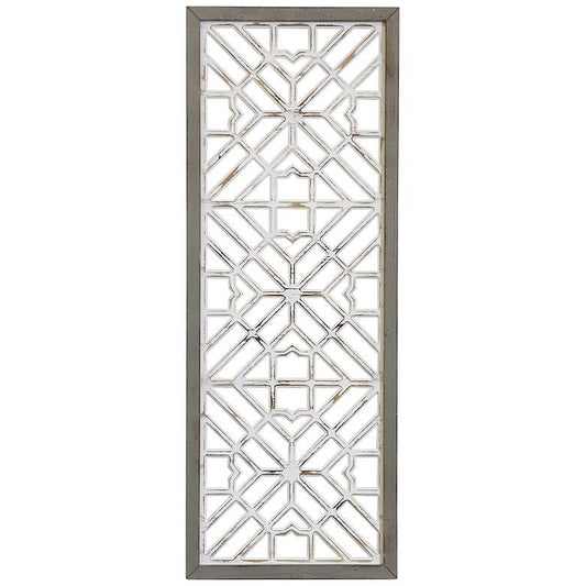 Lara White and Weather Gray 42"H Rectangular Wood Wall Art