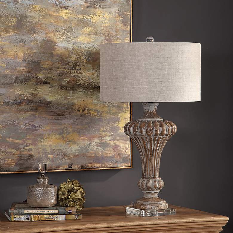 Treneece Aged Pecan with Antique Gray Table Lamp